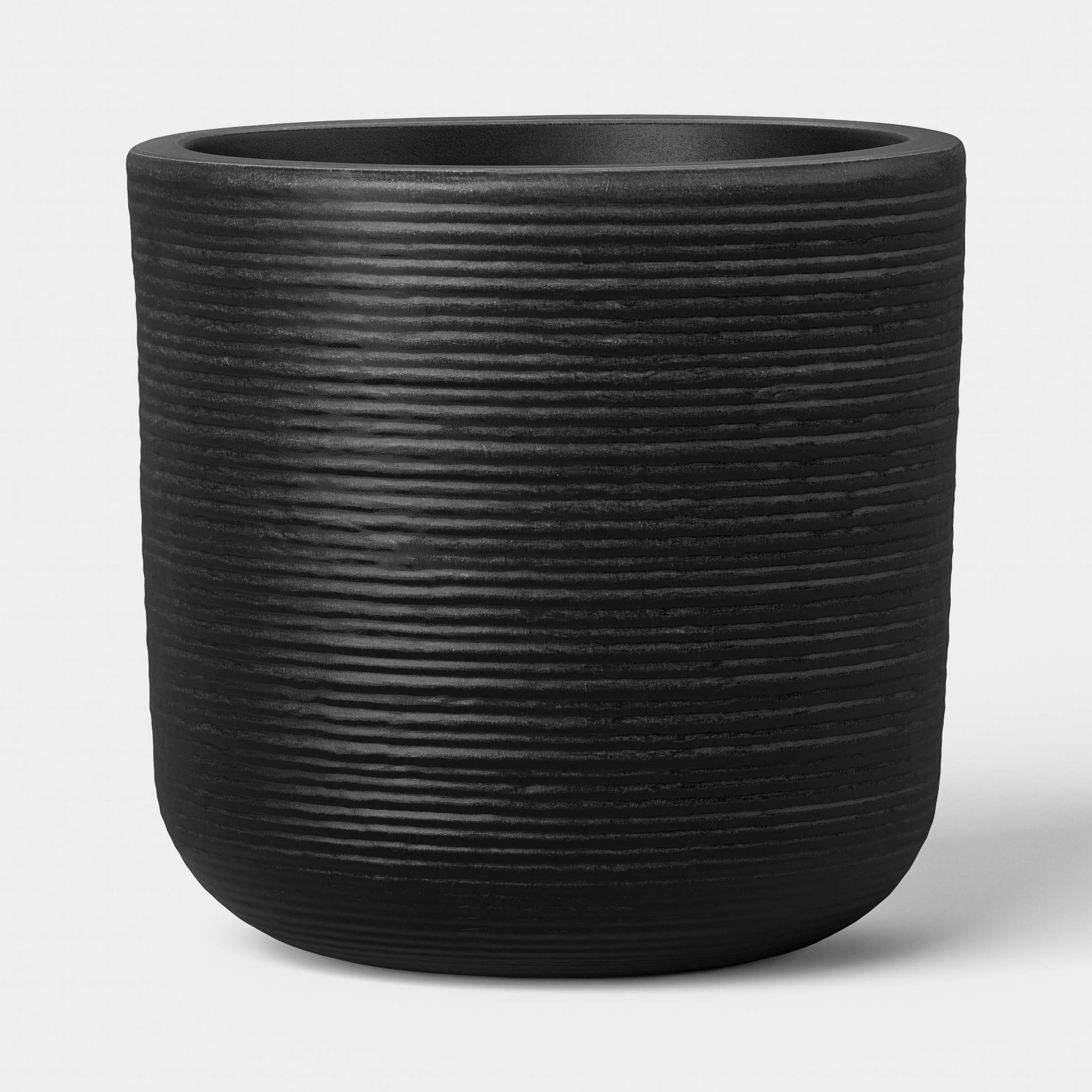 Fluted Outdoor Planter Black 8" - Threshold™