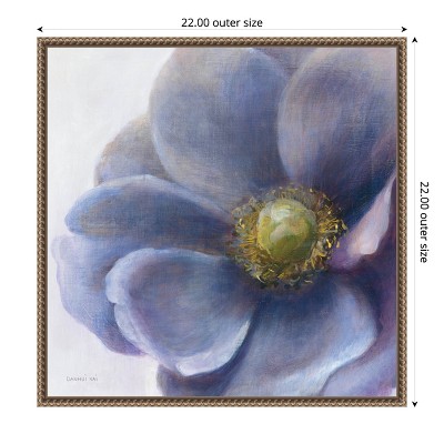 Purple and Yellow Anemone Botanical Canvas Art with Bronze Frame