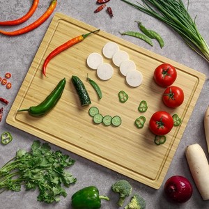 Large Bamboo Cutting Board, XL Wood Cutting Boards for Kitchen, Organic Wooden Butcher Block and Chopping Board for Meat and Vegetables - 1 of 4