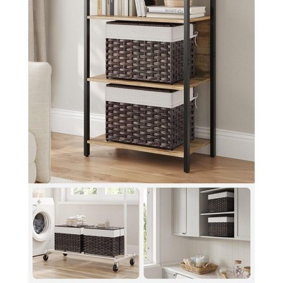 Brown Woven Storage Basket with Lid and Removable Liner