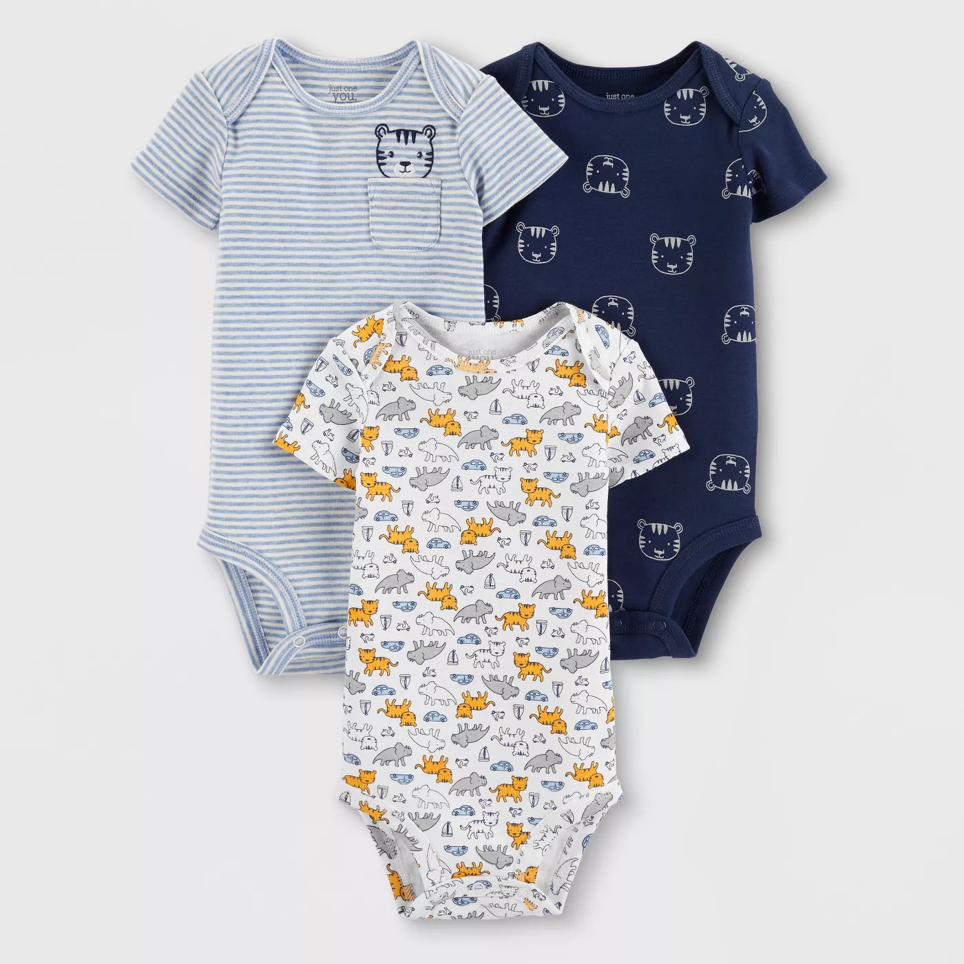Baby Boys' 3pk Bodysuits - Just One YouÂ® made by carter's White/Blue - image 1 of 1