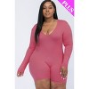 Slickblue Women’s Plus Size V-Neck Bodycon Romper, Long Sleeves, Soft and Stretchy Fabric, Casual or Relaxed Look - 2 of 4