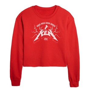 Barbie Country Metal Ken Cropped Long Sleeve Crew Neck Sweatshirt - Red - X-Large - 1 of 3