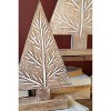 Kalalou Set of Three Carved Wooden Christmas Trees on Stands – Natural with Gold Detail - 3 of 3