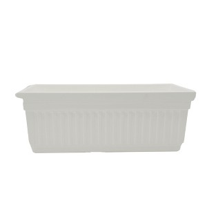 The HC Companies Venetian Rectangular Plant Tray, Plastic Drip Saucer, White - 1 of 4