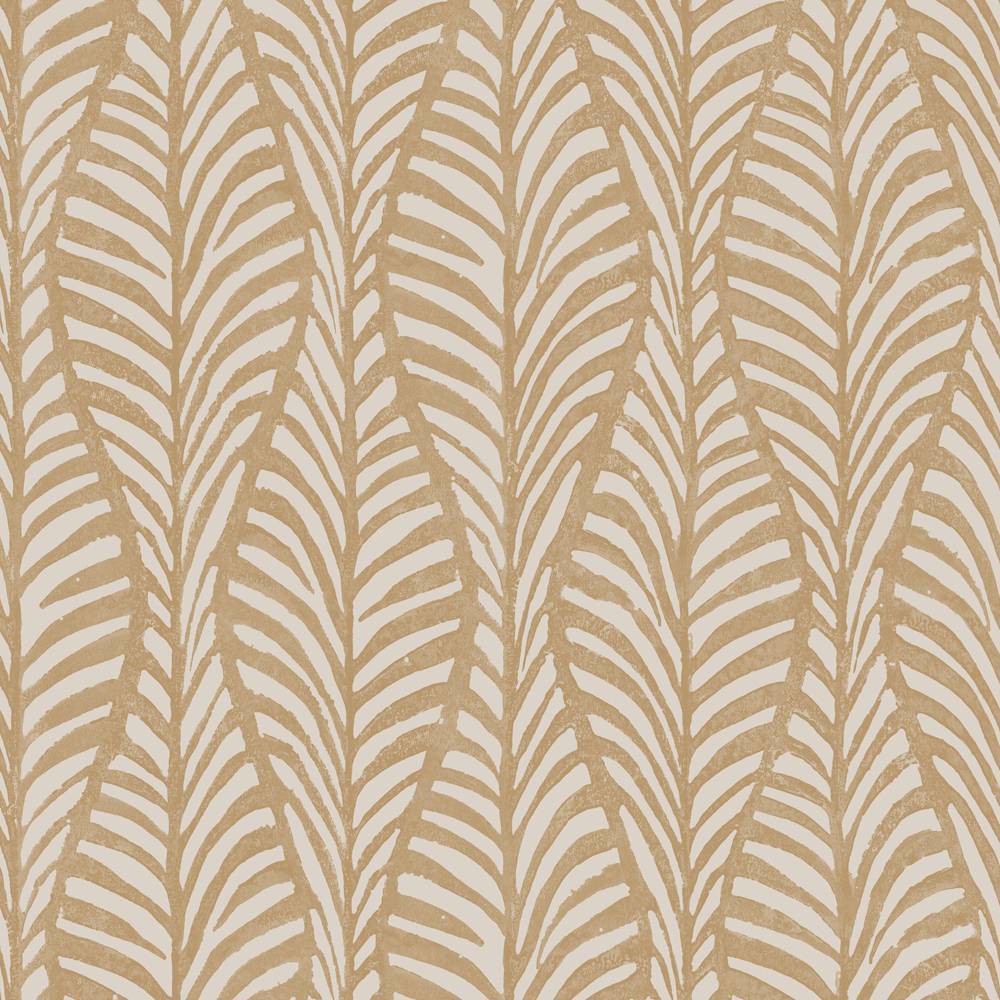 Photos - Wallpaper Tempaper & Co. 28 sq ft Block Print Leaves Peel and Stick  Sand