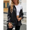 Coolmee Women Faux Leather Button Down Coats Long Sleeve Slim Fit Office Blouses Casual Business Jackets - 2 of 4