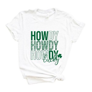 Simply Sage Market Women's Leopard Howdy Lucky Short Sleeve Graphic Tee - 1 of 4
