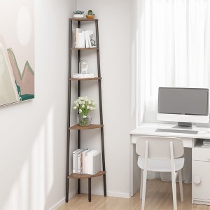 vidaXL 5-Tier Corner Shelf Dark Brown and Black 17.9 in.x12.4 in.x70.9 in. - 1 of 4