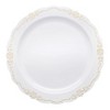 Smarty Had A Party 10" White w/ Gold Vintage Rim Plastic Dinner Plates - 120 pcs - 2 of 4