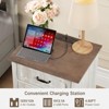 Nightstand with Charging Station & Adjustable Shelf, Side Table End Table, White Oak & brown - 3 of 4