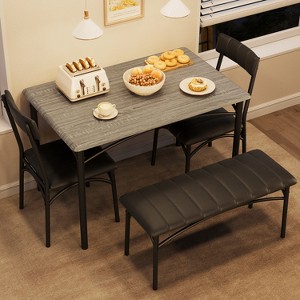 Dining Table Set for 4, Kitchen Table with Chairs, Rectangular Wood Dining Room Table with Upholstered Bench for Small Space, Dinner, Apartment - 1 of 4