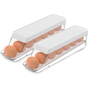OU Egg Holder for Fridge, Rolling Egg Organizer for Refrigerator Organization, Clear Stackable Container for Kitchen Organizers and Storage, BPA Free - 1 of 4