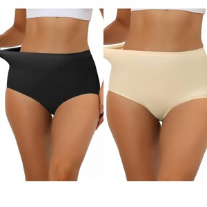 Allegra K Women's Elastic High Waist Unlined Breathable No-Show Hipster Underwear 2 Packs - 1 of 4