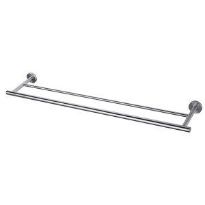 WOWOW 36 in. Wall Mounted Towel Bar in Matte Black, Stainless Steel Double Towel Holder - 1 of 4