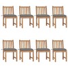 vidaXL 1/2/4/6/8x Solid Wood Teak Patio Chairs with Cushions Multi Colors - Gray 8 pcs - 2 of 4