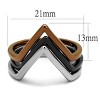 Slickblue Three-Tone Chevron Ring Set for Women, Coffee, Black & Silver Bands, Minimal Stackable Design, Sizes 5–10 - 2 of 4