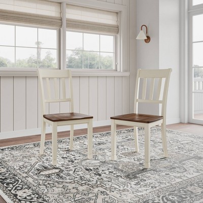 2pc Whitesburg Dining Room Side Chair Cottage White - Signature Design by Ashley: Hardwood Frame, Slat Back Design