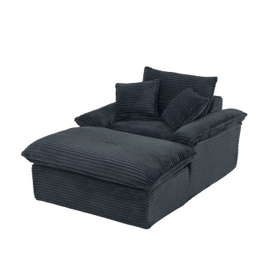Vynxaria Modern 51.97" Compression Single Seat Sofa - Dark Gray, Cushioned, Unique Footrest (Activity Seat Bags)