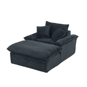 Vynxaria Modern 51.97" Compression Single Seat Sofa - Dark Gray, Cushioned, Unique Footrest (Activity Seat Bags) - 1 of 4