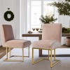 Set of 2 Mason Modern Dining Chairs With Gold Metal Sled Base Upholstered Fabric Dining Chairs-Maison Boucle - 2 of 4