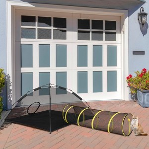 Outdoor Cat Play Tent with Tunnel, Portable Cat Playhouse for Indoor Outdoor, Cat Playpen Enclosed for Cats Rabbits and Small Animals, Yellow - 1 of 4
