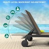2 Patio Chaise Lounge Chairs with Side Table, Outdoor Sun Lounger Set with 5-Position Reclining Backrest & Wheels, Poolside Furniture - 3 of 4