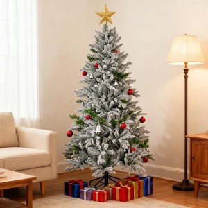 TinyhomieSnowy Artificial Christmas Tree with Easy Assembly¨CA Cozy Addition to Your Living Room Corner for Festive Season - 1 of 4