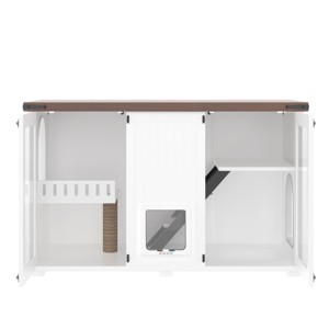 AZL1 Life Concept Pet Crates and Houses Smart Multi Function Cat Cabinet Zoned Living Design 4 Mode Adjustable Door, White, 47.2"*22"*27.7" - 1 of 4