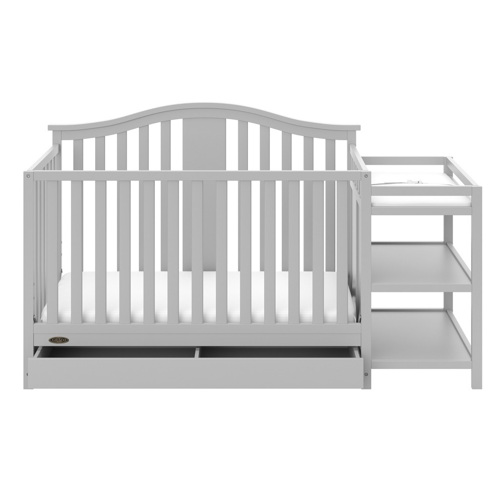 Photos - Kids Furniture Graco Solano 5-in-1 Convertible Crib and Changer with Drawer - Pebble Gray 