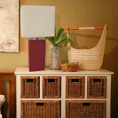 21" Red Leather Modern Table Lamp with White Shade