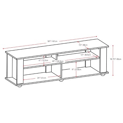 Ravenwood Black 62" Contemporary TV Stand with Open Shelving
