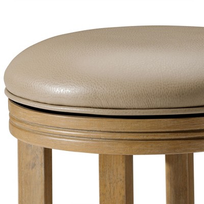 Weathered Oak Swivel Counter Stool with Vegan Leather Seat