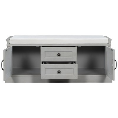 NicBex Modern 42.5" Storage Bench with 2 Drawers and 2 Cabinets for Living Room and Entryway