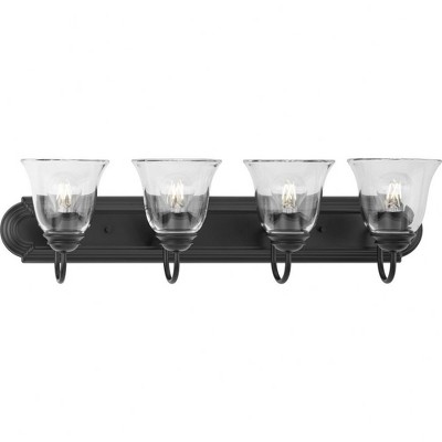 Progress Lighting, Calhoun Collection, 4-Light Vanity Light, Matte Black, Clear Glass, Material: Steel