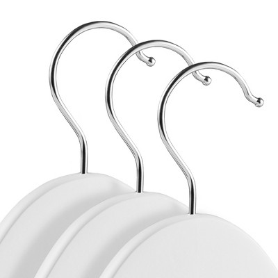 White Wooden Suit Hangers with Non-Slip Bar, Set of 10