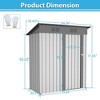 5 X 3 Ft Outdoor Storage Shed, Galvanized Metal Garden Shed With Lockable Doors - 3 of 4