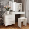 FONTOI 55.1"W Makeup Vanity Desk Table with Mirror Storage Drawers and Matching Stool for Bedroom Dressing Room, White, 55.1"*15.7"*53.1" - 4 of 4