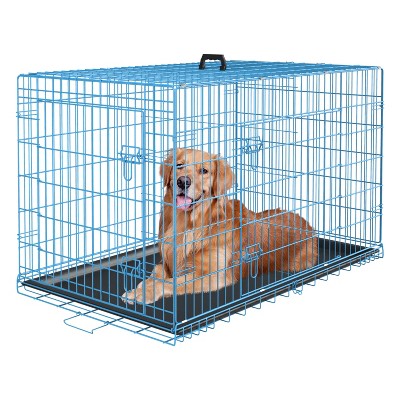 FDW Dog Crates for Large Dogs Folding Mental Wire Crates Dog Kennels Pet Dog Cage Crate with Double-Door Removable Tray and Handle
