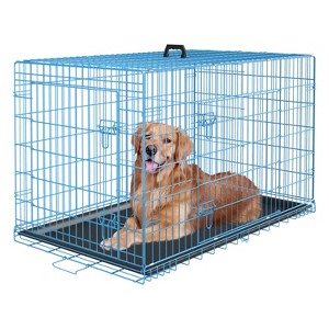 FDW Dog Crates for Large Dogs Folding Mental Wire Crates Dog Kennels Pet Dog Cage Crate with Double-Door Removable Tray and Handle - 1 of 4