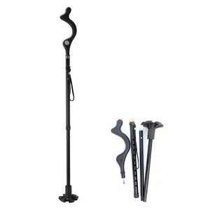 iMountek "Posture Walking Cane for Men & Women, Collapsible, Heavy Duty, 10 Adjustable Heights for Hiking" Black - 1 of 4