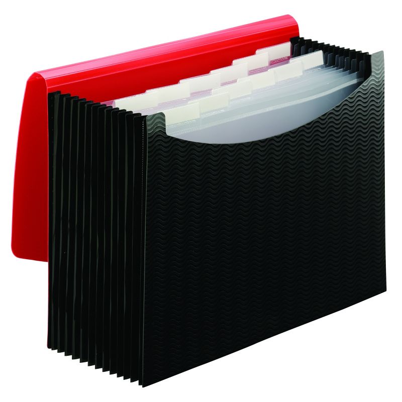 Smead Poly Expanding File, 12 Dividers, Flap and Cord Closure, Letter Size, Wave Pattern Red/Black (70866), 5 of 7