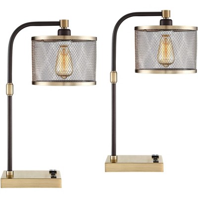 360 Lighting 22 1/4" High Small Industrial Desk Lamps Set Of 2 Usb Port ...