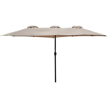 Northlight 15' Outdoor Patio Market Umbrella with Hand Crank, Beige