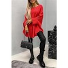 Coolmee Women's Elegant Knitted Cape Sweater Crew Neck Long Sleeve Baggy Tops Fashion Knitted Shawl Sweater - 3 of 4