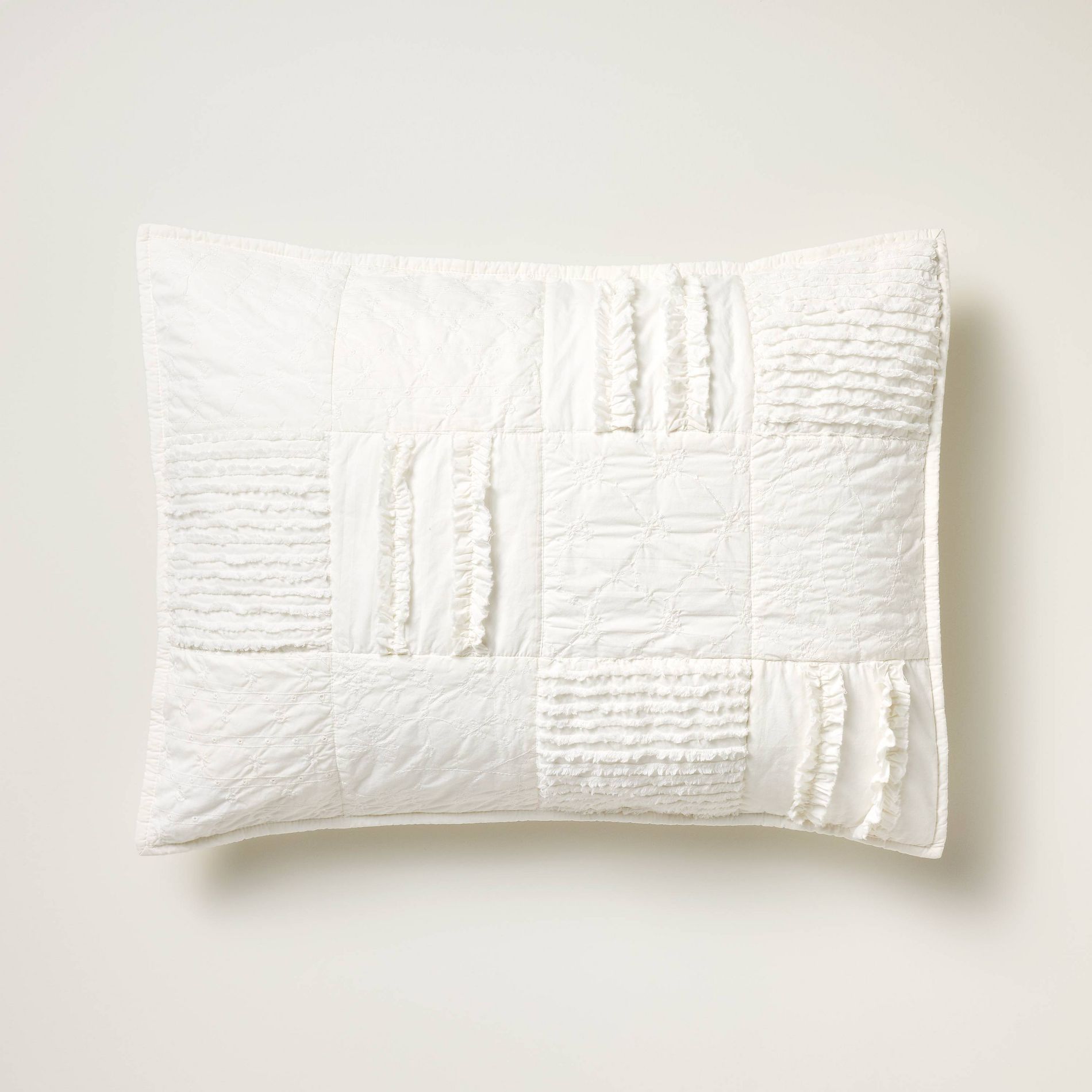 Standard Textured Patchwork Quilt Sham White Simply Shabby Chic