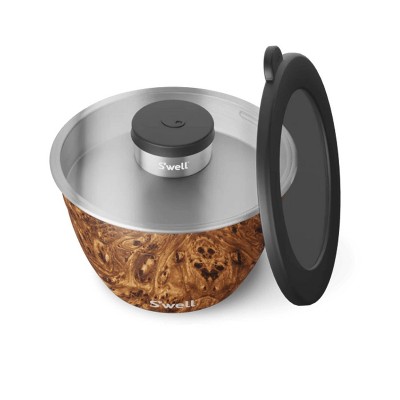 Teakwood Stainless Steel Salad Bowl Kit with Leakproof Lid