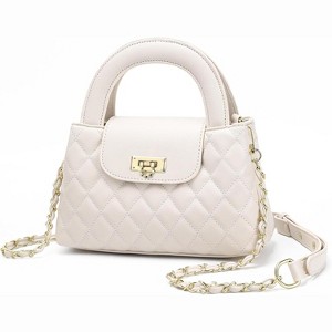 Small Quilted Crossbody Purse for Women, Faux Leather Top Handle Bag with Chain Strap - 1 of 4