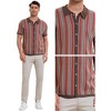 INSPIRE CHIC Men's Striped Knitted Summer Short Sleeves Button Down Jacquard Polo Shirts - 4 of 4
