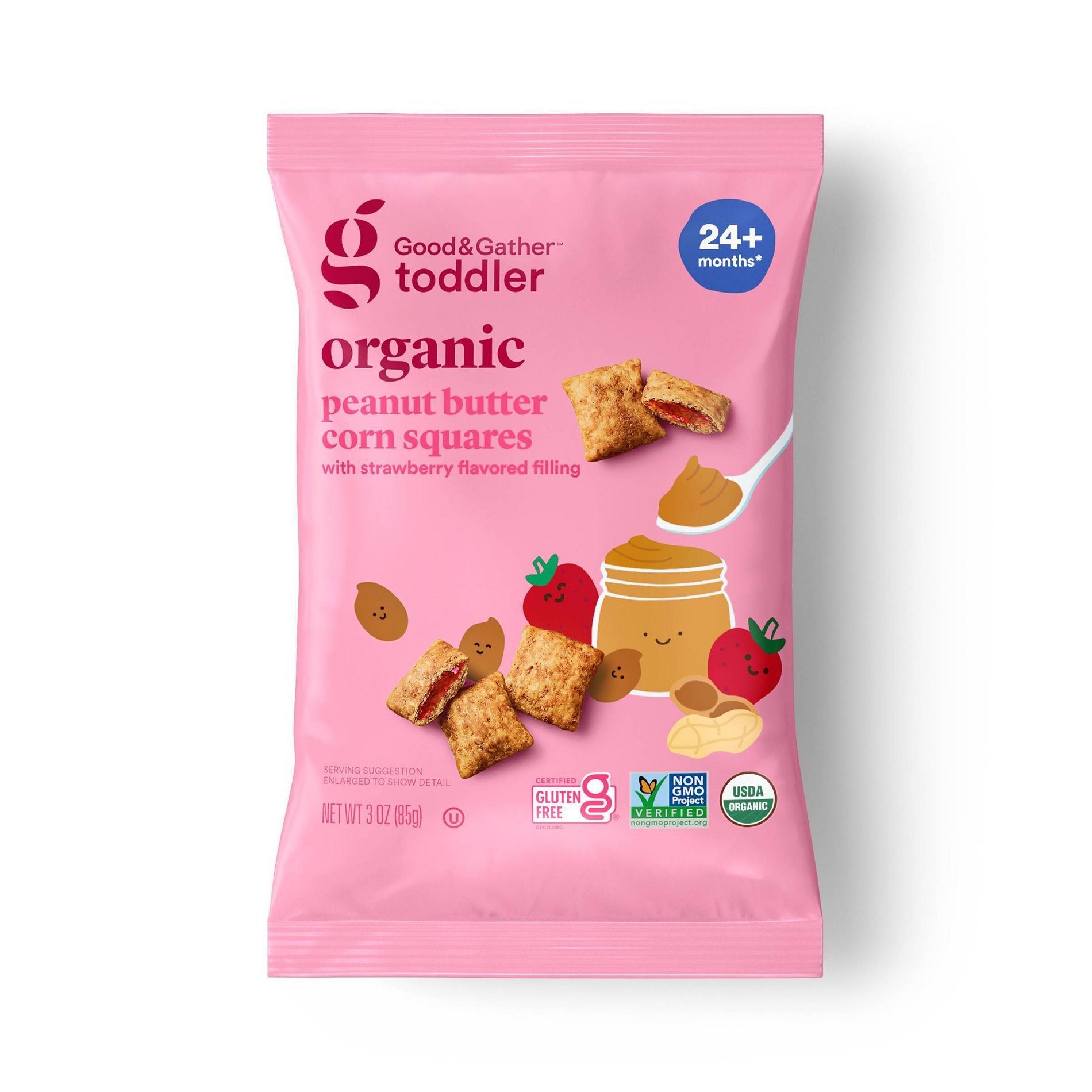 Organic Peanut Butter Corn Squares Toddler Snack - 3oz - Good & Gather™